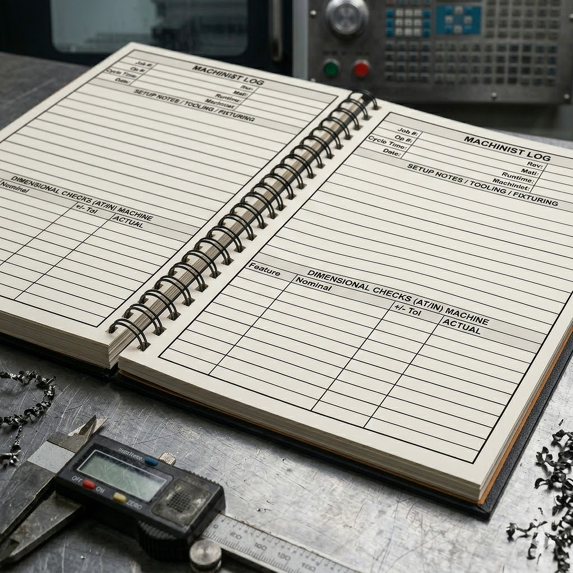 CNC Machinist logbooks (Buy 3 or more Ships Free!)